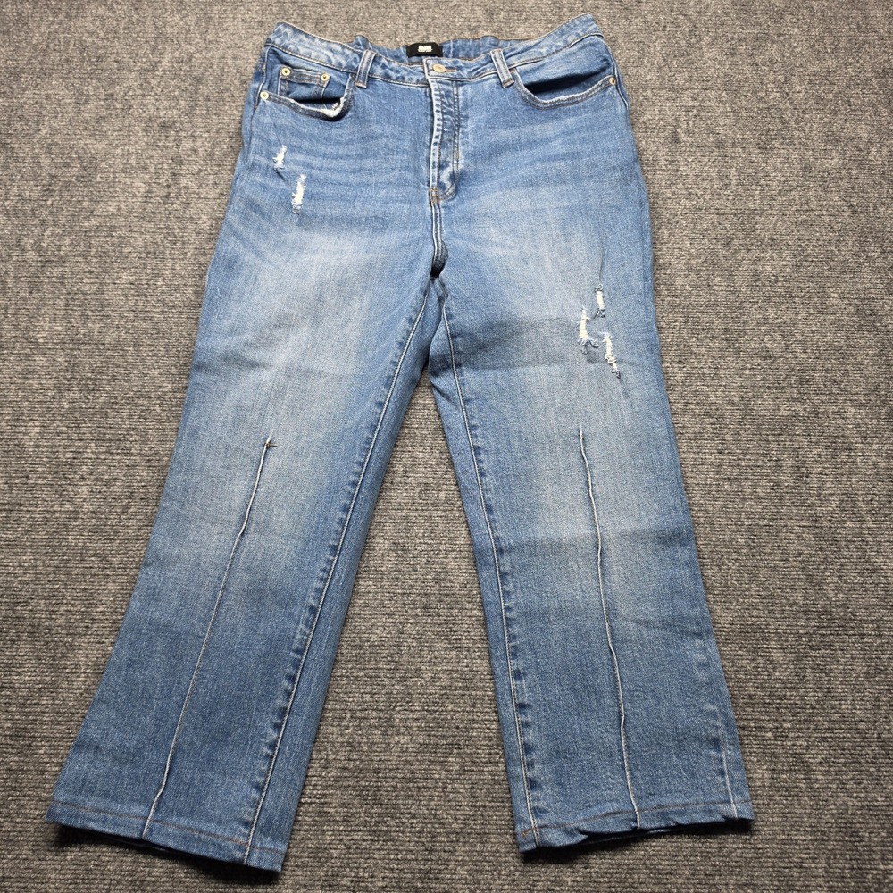 I&M Black Label Jeans Womens 13 High Rise Button Fly Front Seam Wide Leg Crop